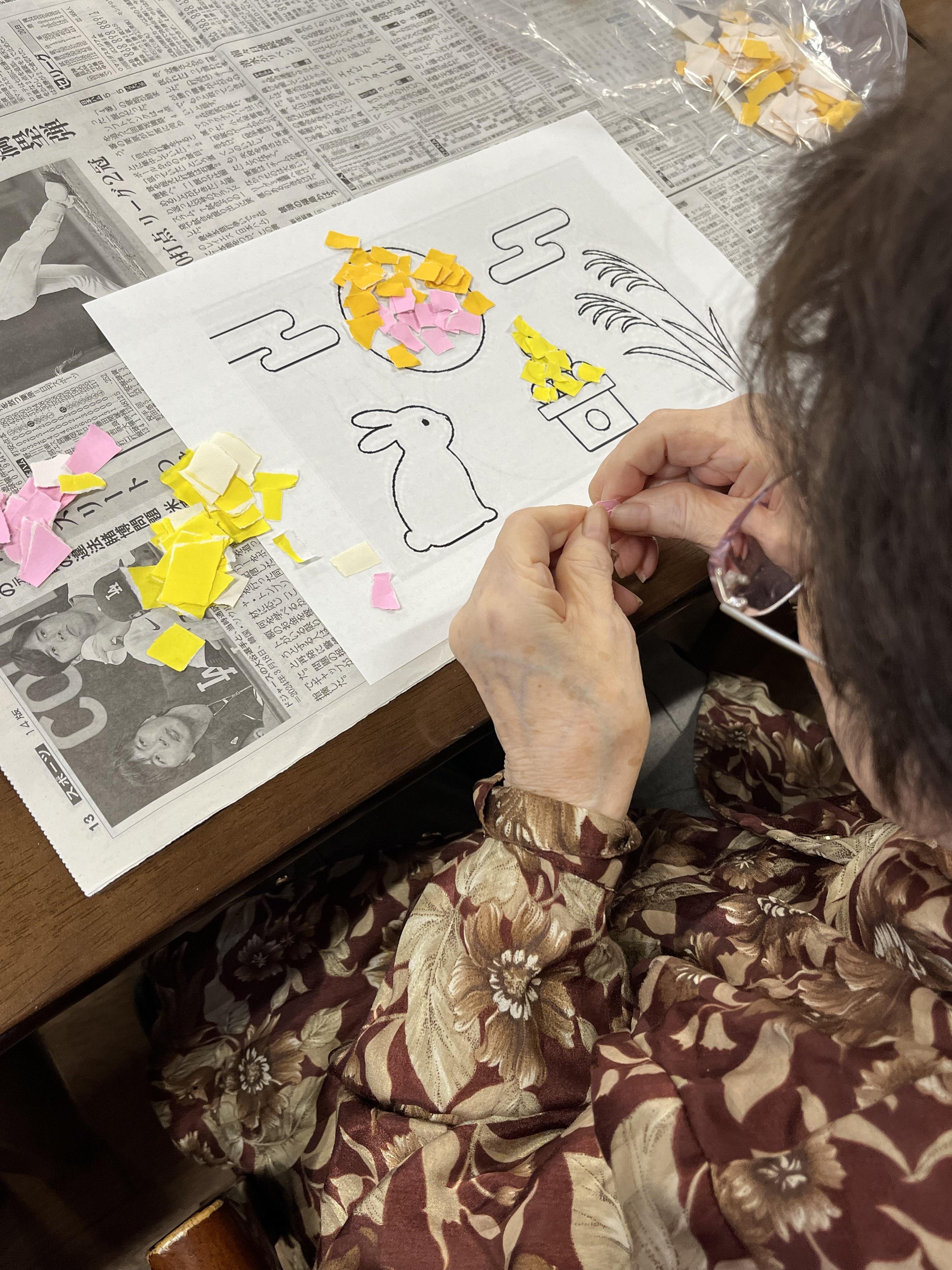 萌黄会「お月見ちぎり絵」🌕🐇